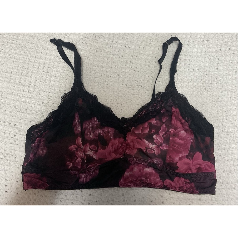 Torrid Curve Black Lace Bralette Plus size 1 Wireless lightly Lined Burgundy - Picture 2 of 7
